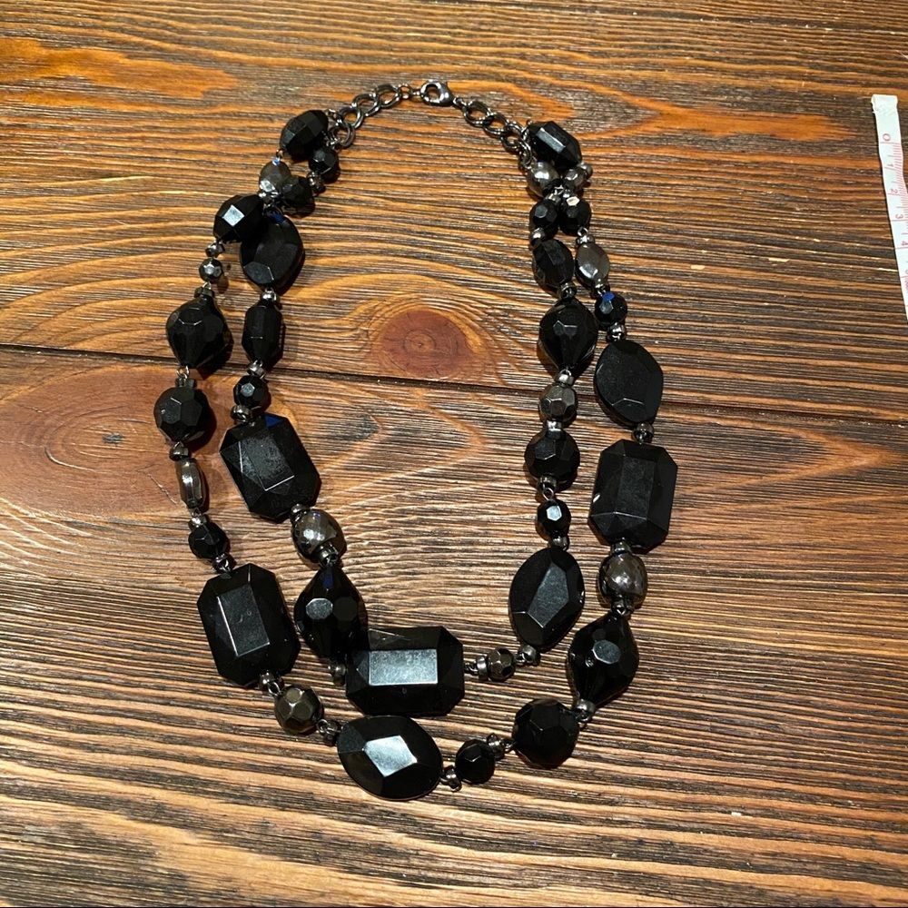Black Beaded Necklace - Dual Length